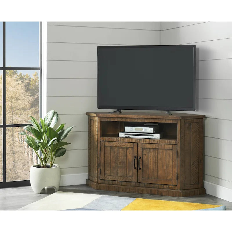 Meuble TV d'angle en bois massif de 50 pouces