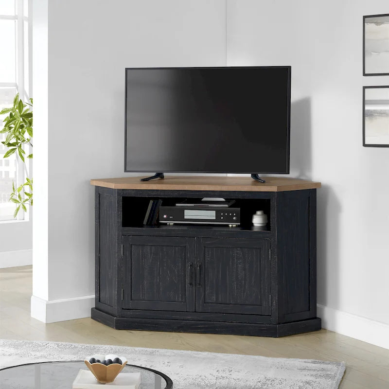 Meuble TV d'angle en bois massif de 50 pouces