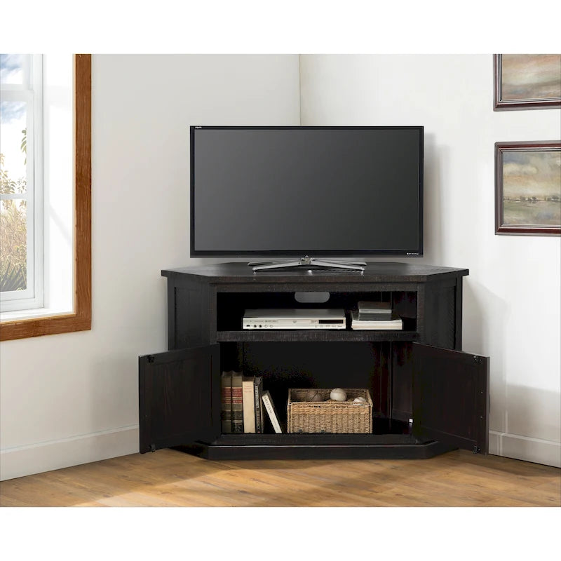 Meuble TV d'angle en bois massif de 50 pouces