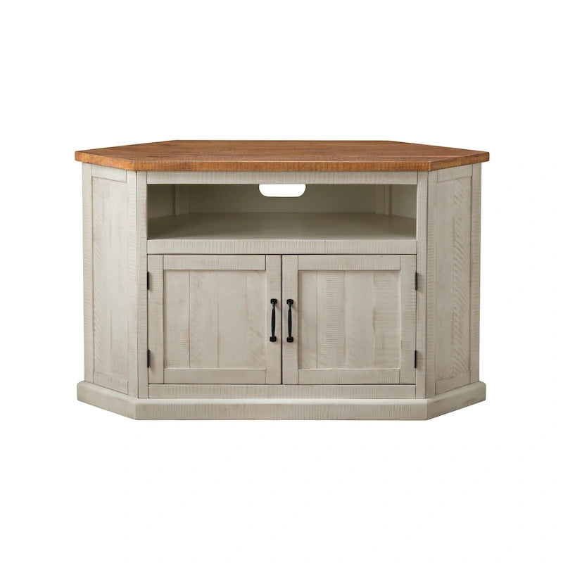Meuble TV d'angle en bois massif de 50 pouces