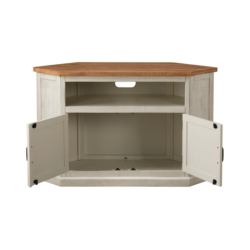 Meuble TV d'angle en bois massif de 50 pouces