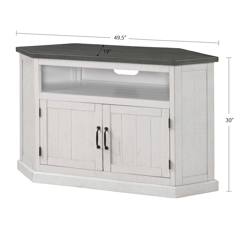 Meuble TV d'angle en bois massif de 50 pouces