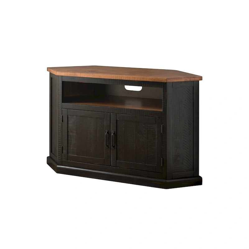 Meuble TV d'angle en bois massif de 50 pouces