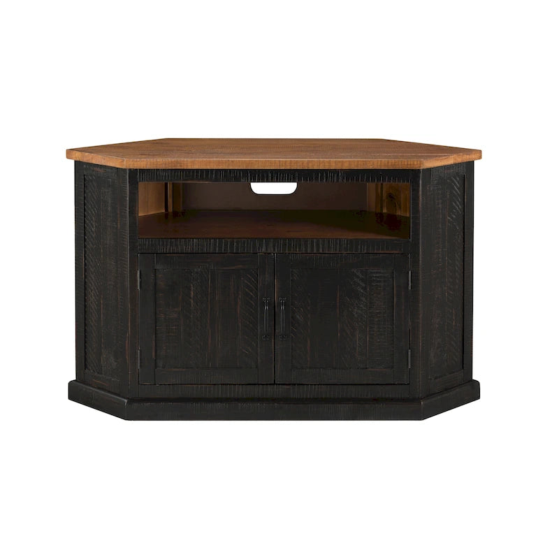 Meuble TV d'angle en bois massif de 50 pouces