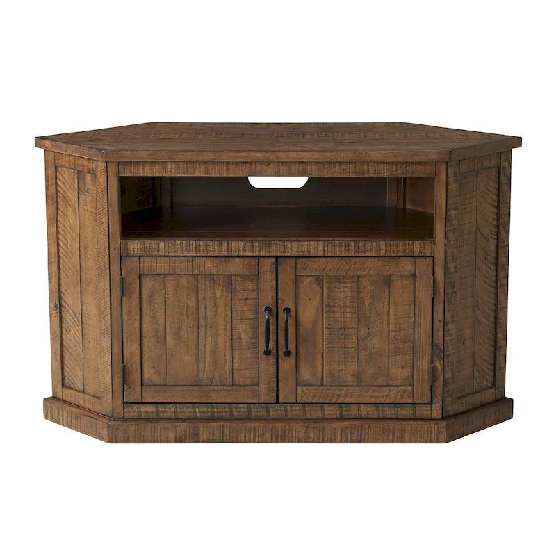 Meuble TV d'angle en bois massif de 50 pouces