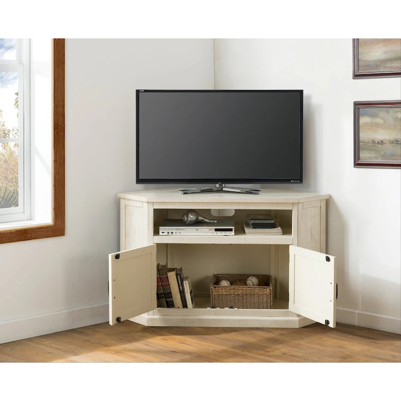 Meuble TV d'angle en bois massif de 50 pouces