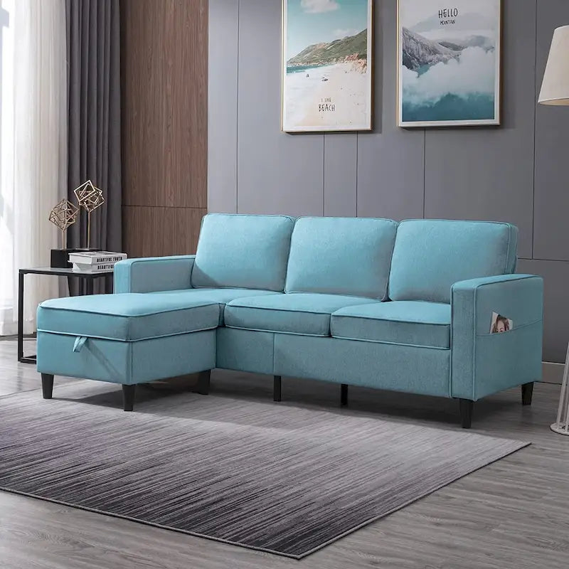 Canapé d'angle moderne rembourré 3 places de 78 pouces avec ottoman