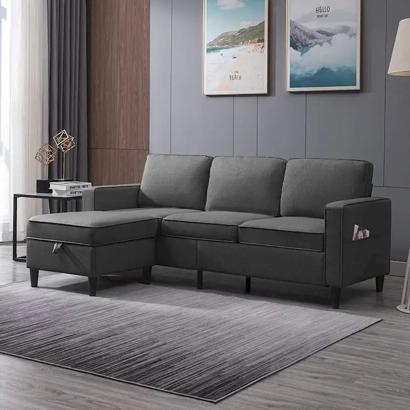 Canapé d'angle moderne rembourré 3 places de 78 pouces avec ottoman