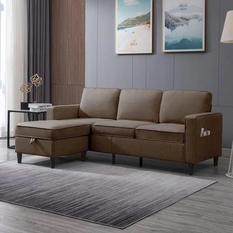 Canapé d'angle moderne rembourré 3 places de 78 pouces avec ottoman