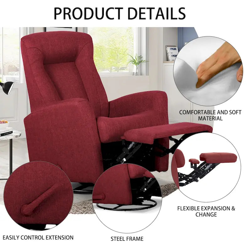 Fauteuil planeur inclinable Fauteuil à bascule inclinable Fauteuil inclinable pivotant Fauteuil d'appoint