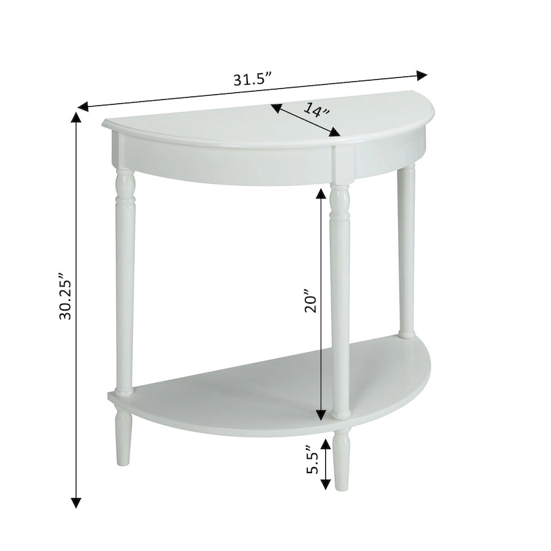 Table d'entrée demi-ronde avec étagère style campagne française de Convenience Concepts
