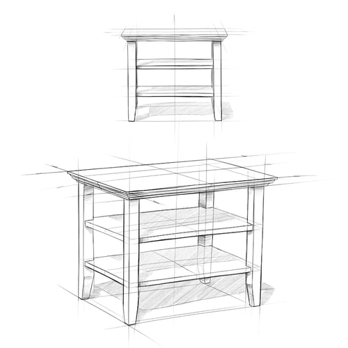 Table d'appoint étroite en bois massif de style transitionnel de 14 pouces de large