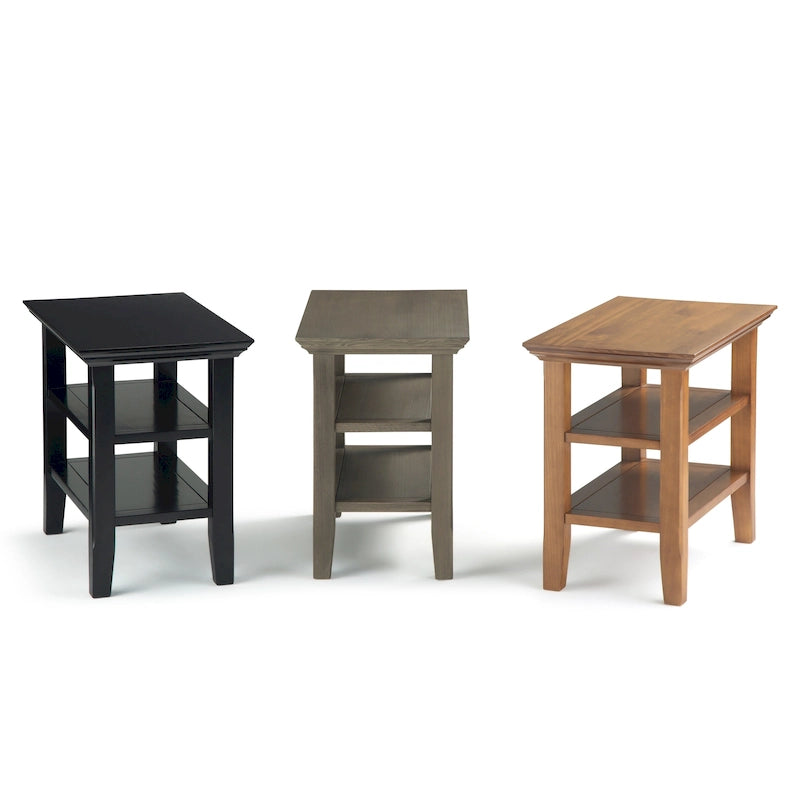 Table d'appoint étroite en bois massif de style transitionnel de 14 pouces de large