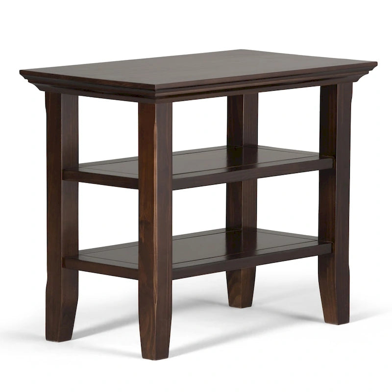 Table d'appoint étroite en bois massif de style transitionnel de 14 pouces de large