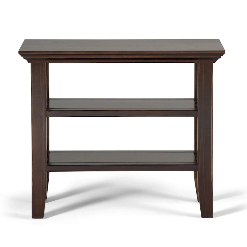 Table d'appoint étroite en bois massif de style transitionnel de 14 pouces de large