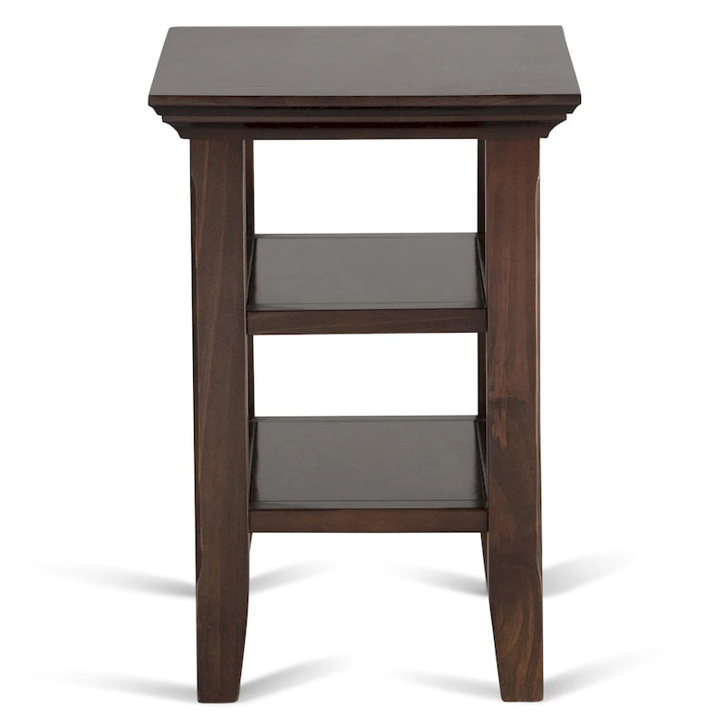 Table d'appoint étroite en bois massif de style transitionnel de 14 pouces de large