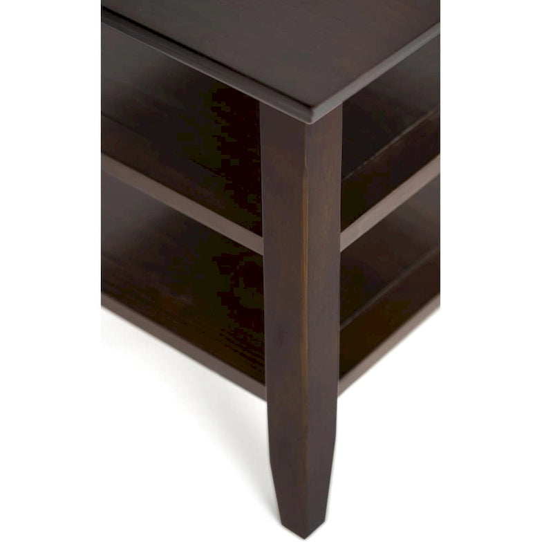 Table d'appoint étroite en bois massif de style transitionnel de 14 pouces de large