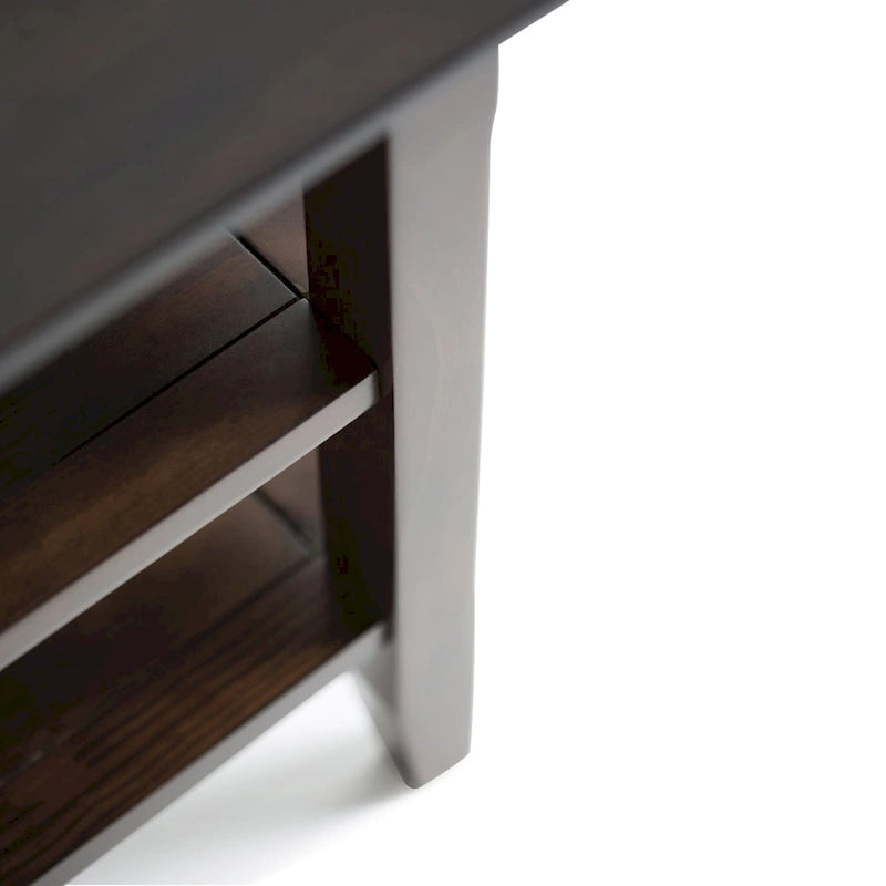 Table d'appoint étroite en bois massif de style transitionnel de 14 pouces de large