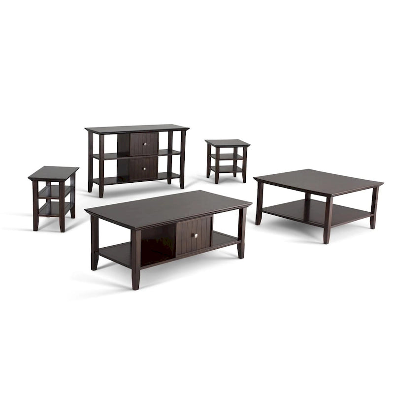 Table d'appoint étroite en bois massif de style transitionnel de 14 pouces de large