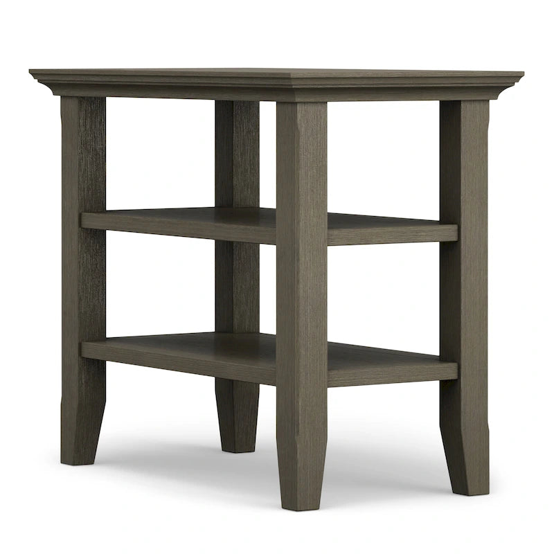 Table d'appoint étroite en bois massif de style transitionnel de 14 pouces de large