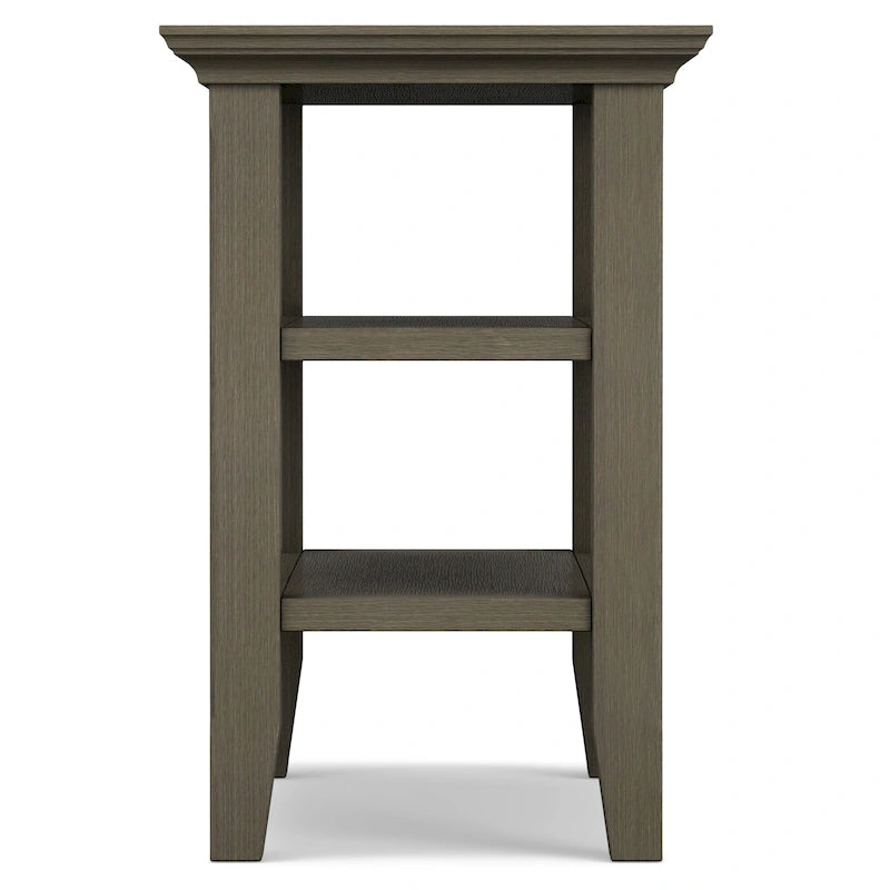 Table d'appoint étroite en bois massif de style transitionnel de 14 pouces de large