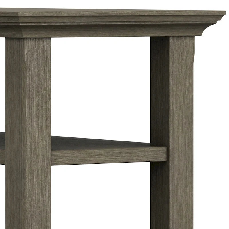 Table d'appoint étroite en bois massif de style transitionnel de 14 pouces de large