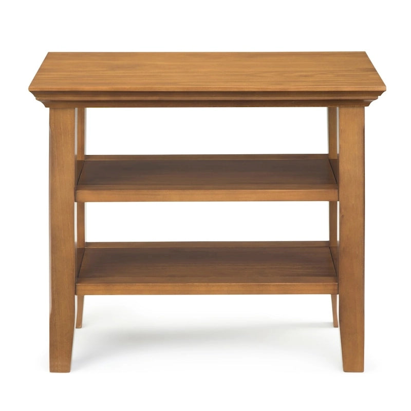Table d'appoint étroite en bois massif de style transitionnel de 14 pouces de large