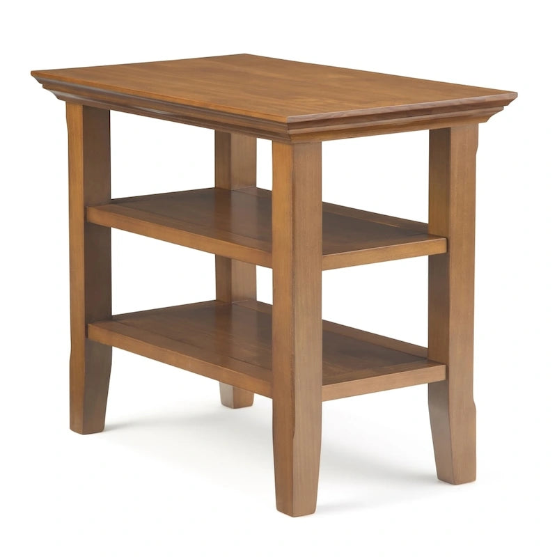 Table d'appoint étroite en bois massif de style transitionnel de 14 pouces de large