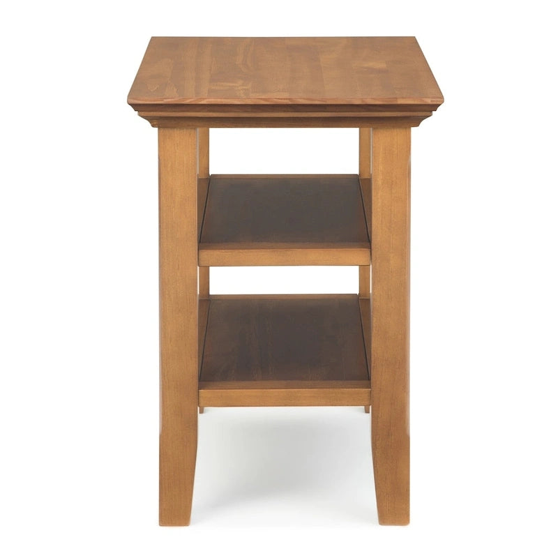 Table d'appoint étroite en bois massif de style transitionnel de 14 pouces de large