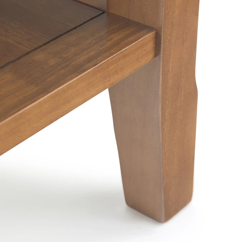 Table d'appoint étroite en bois massif de style transitionnel de 14 pouces de large