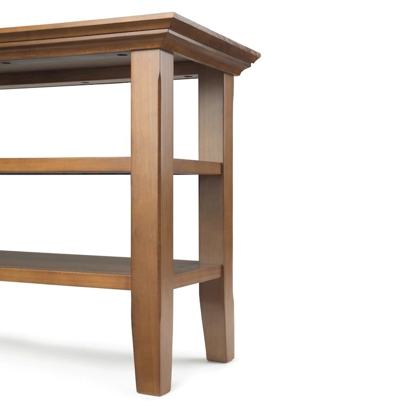 Table d'appoint étroite en bois massif de style transitionnel de 14 pouces de large