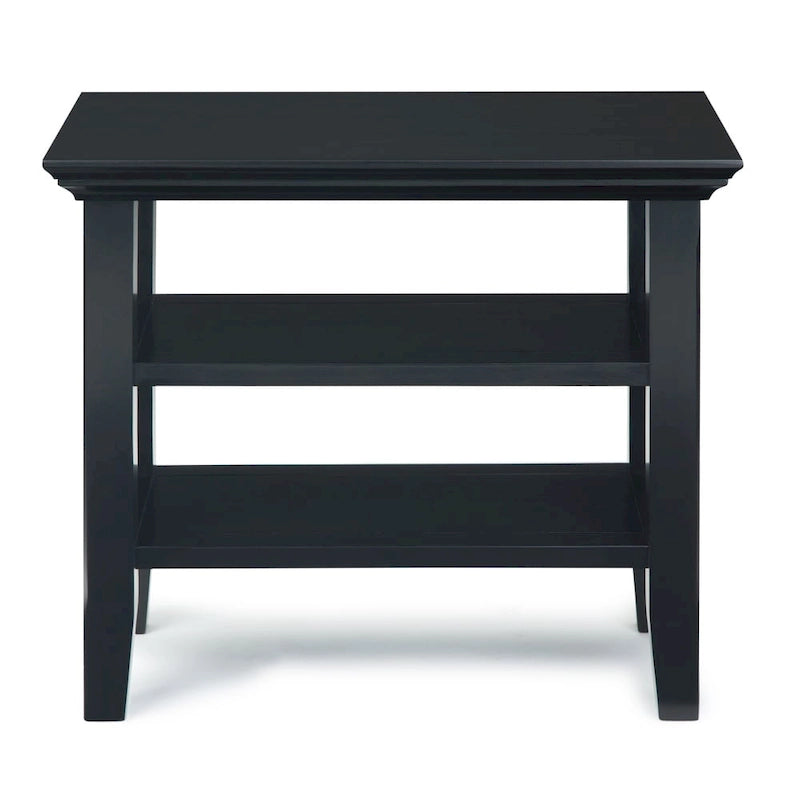 Table d'appoint étroite en bois massif de style transitionnel de 14 pouces de large