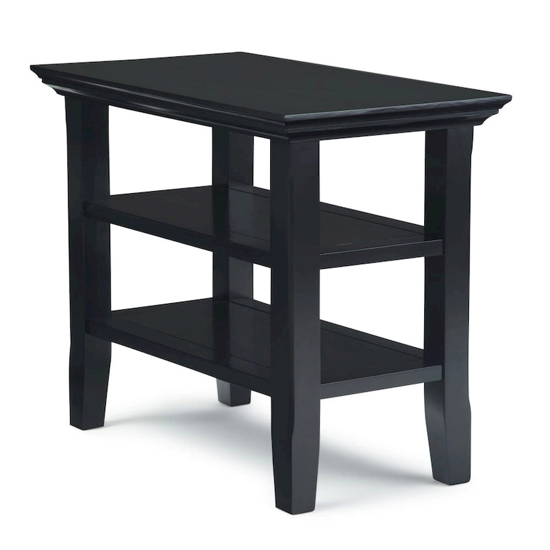 Table d'appoint étroite en bois massif de style transitionnel de 14 pouces de large