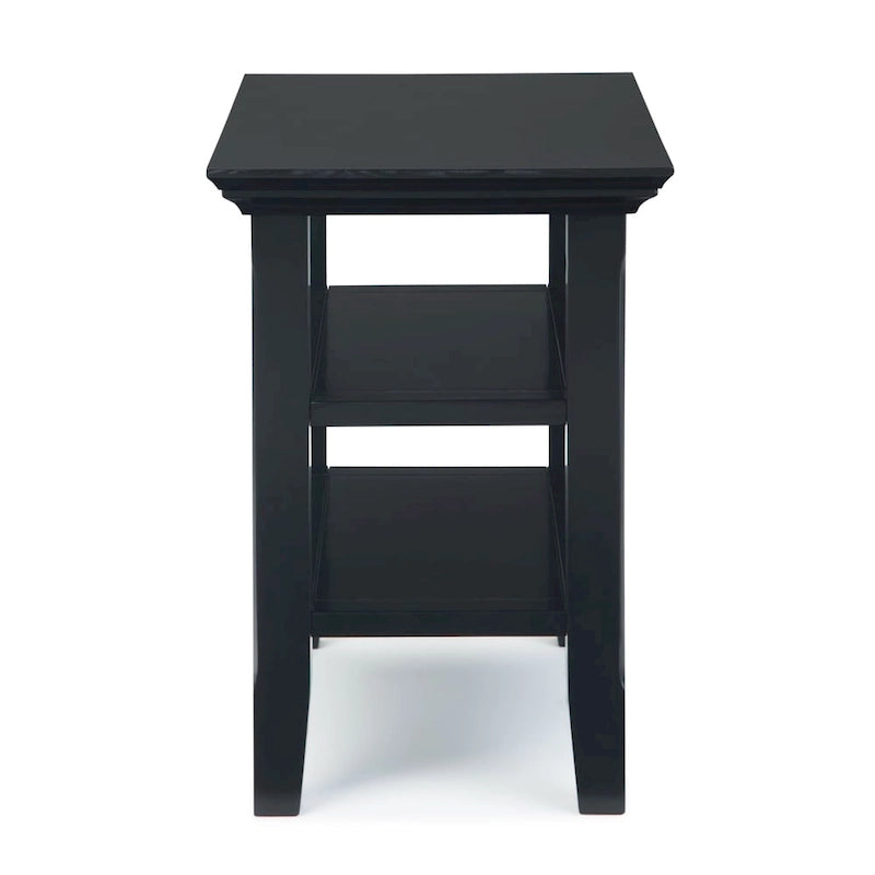 Table d'appoint étroite en bois massif de style transitionnel de 14 pouces de large