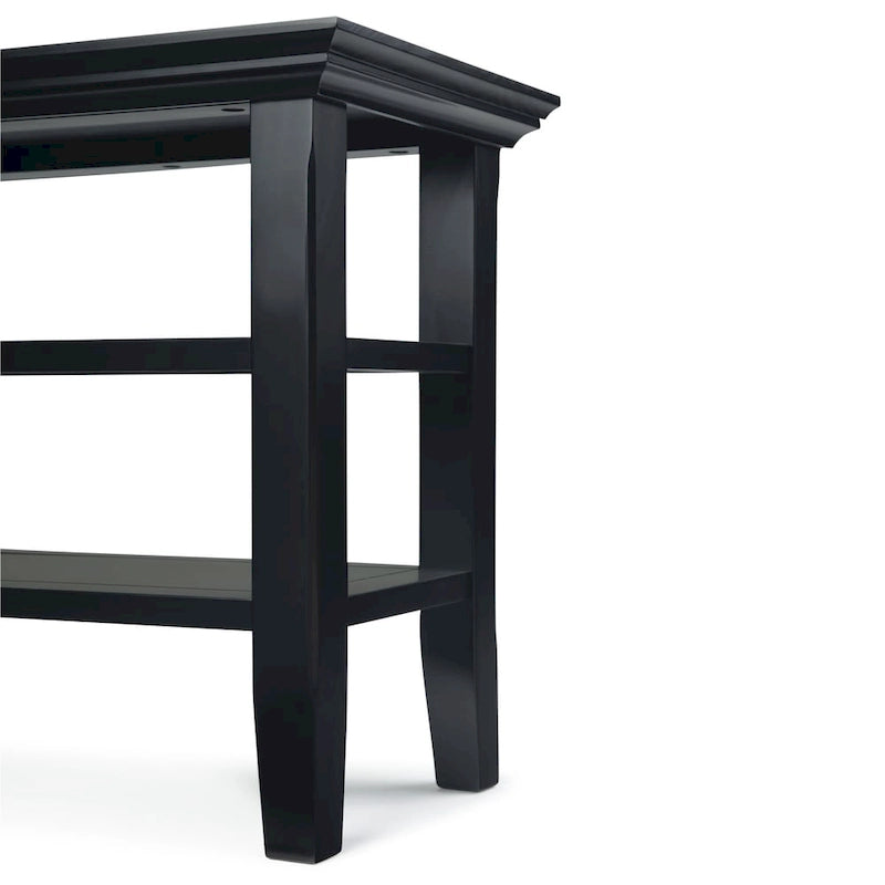 Table d'appoint étroite en bois massif de style transitionnel de 14 pouces de large