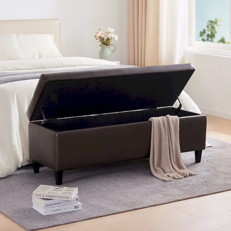 Banc de rangement rectangulaire rembourré – Similicuir