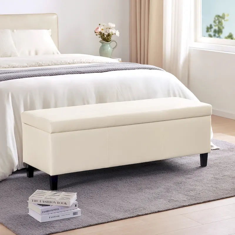 Banc de rangement rectangulaire rembourré – Similicuir