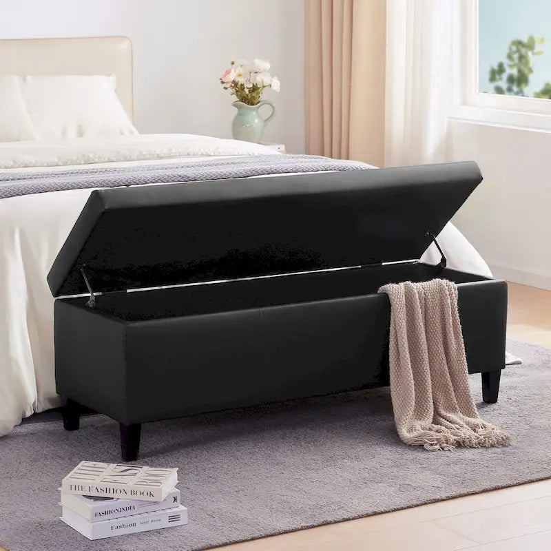 Banc de rangement rectangulaire rembourré – Similicuir