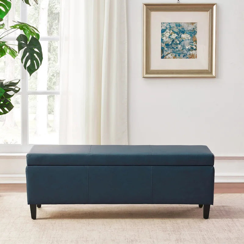 Banc de rangement rectangulaire rembourré – Similicuir