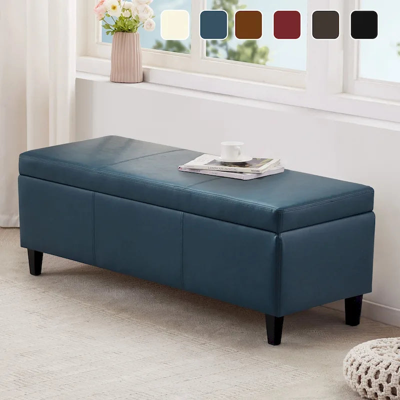 Banc de rangement rectangulaire rembourré – Similicuir