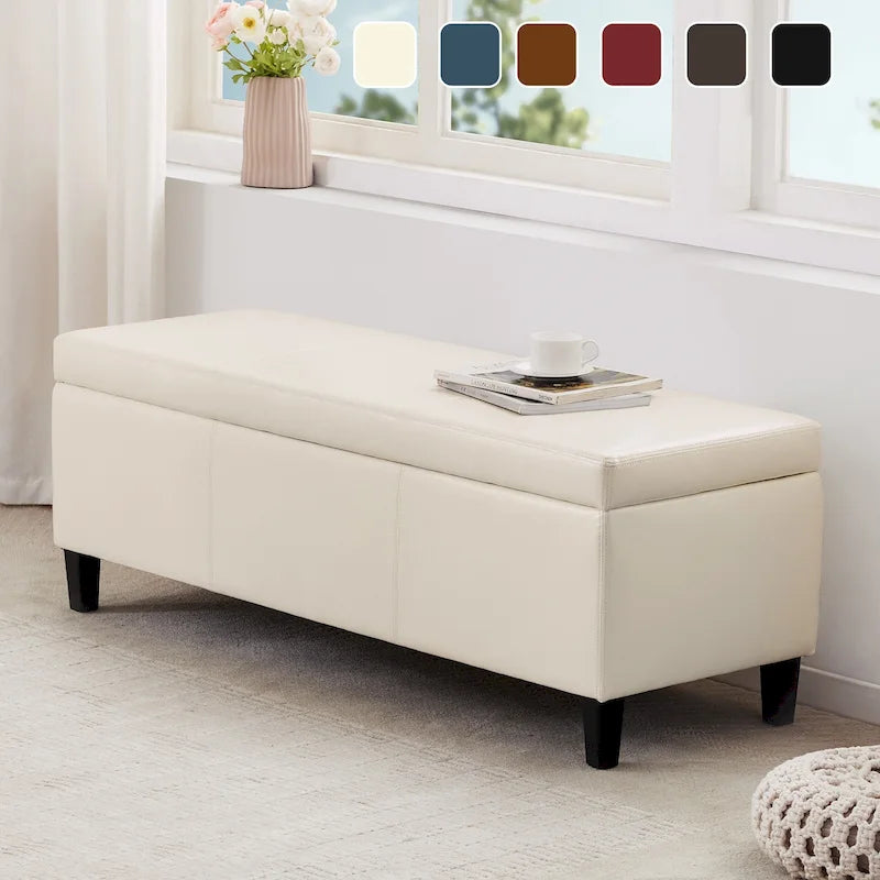 Banc de rangement rectangulaire rembourré – Similicuir