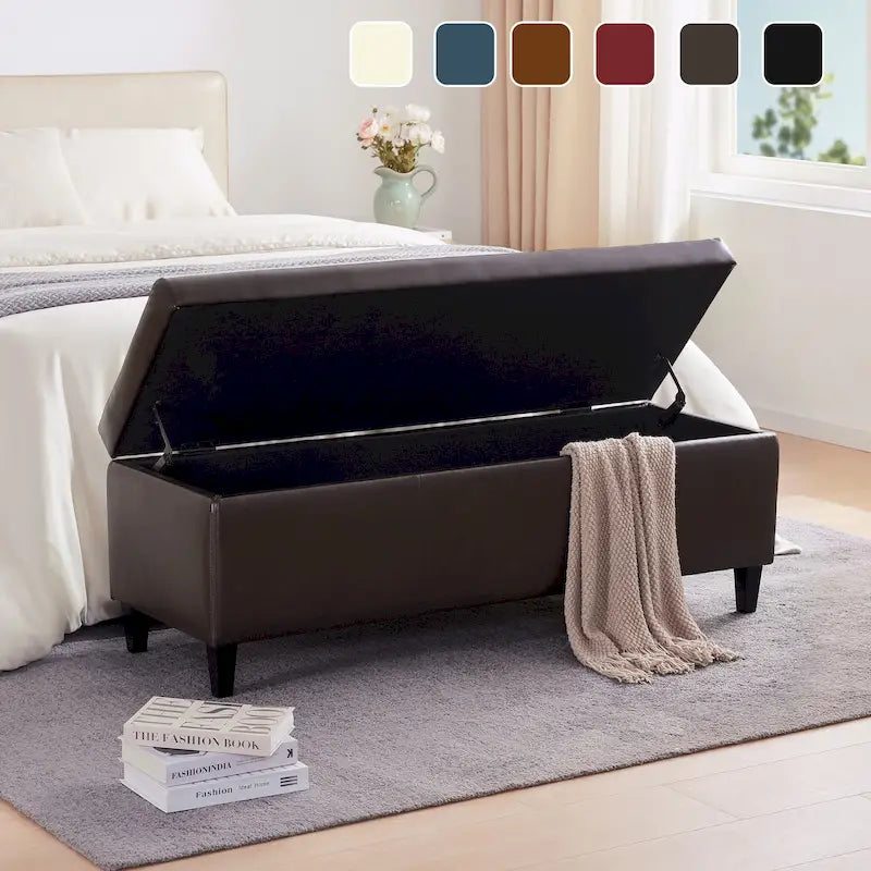 Banc de rangement rectangulaire rembourré – Similicuir