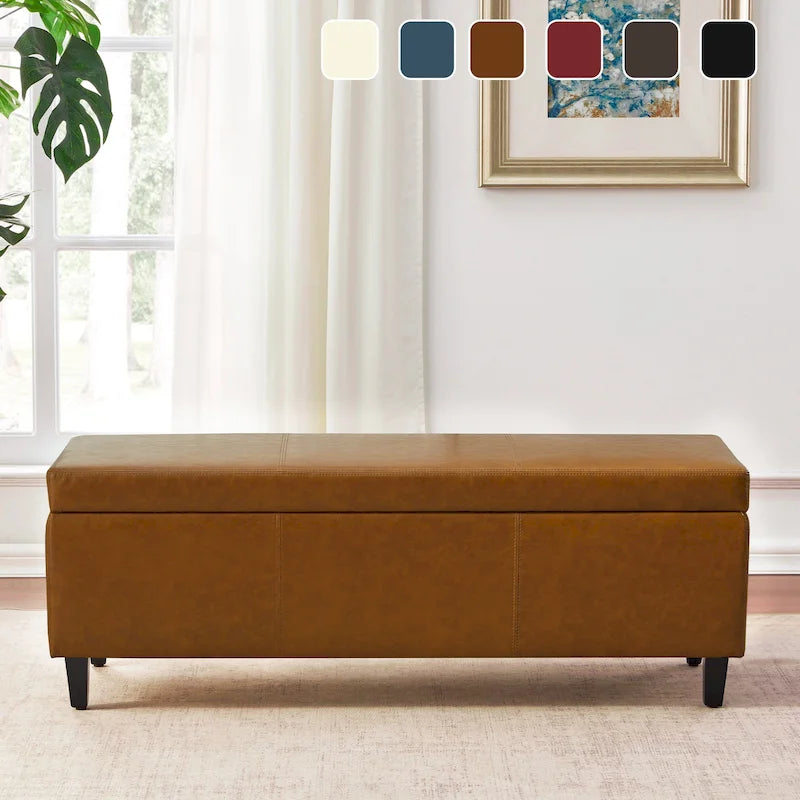 Banc de rangement rectangulaire rembourré – Similicuir