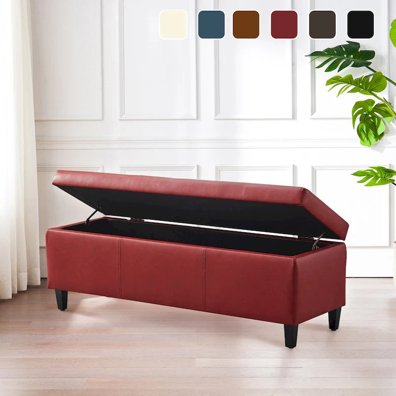 Banc de rangement rectangulaire rembourré – Similicuir