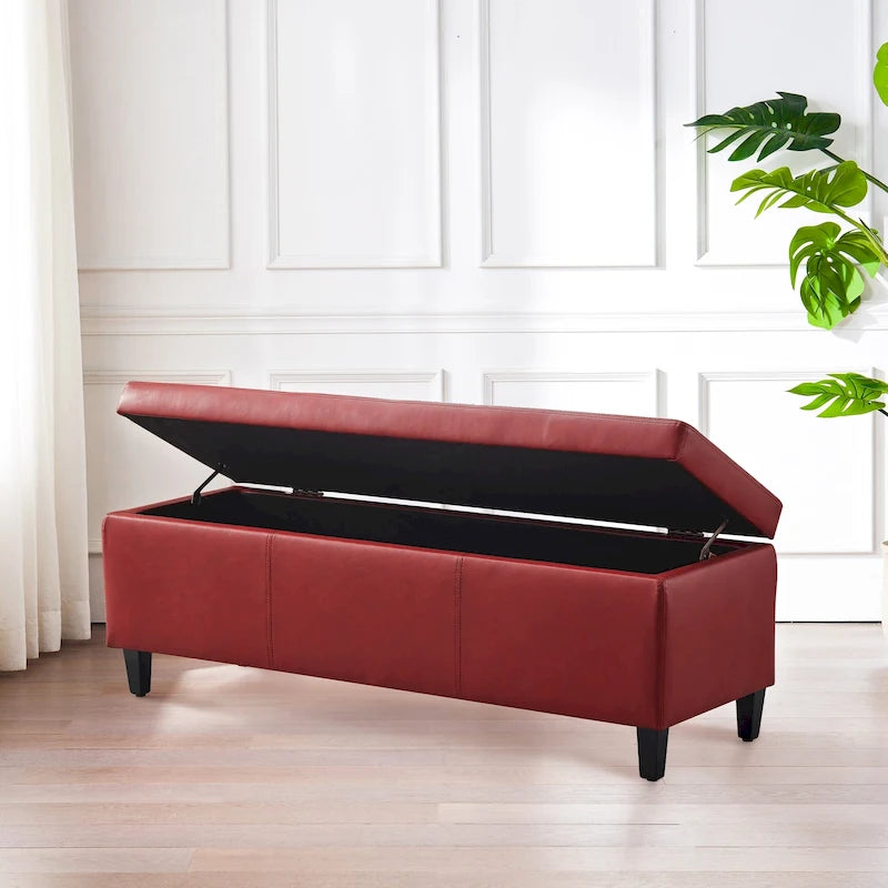Banc de rangement rectangulaire rembourré – Similicuir