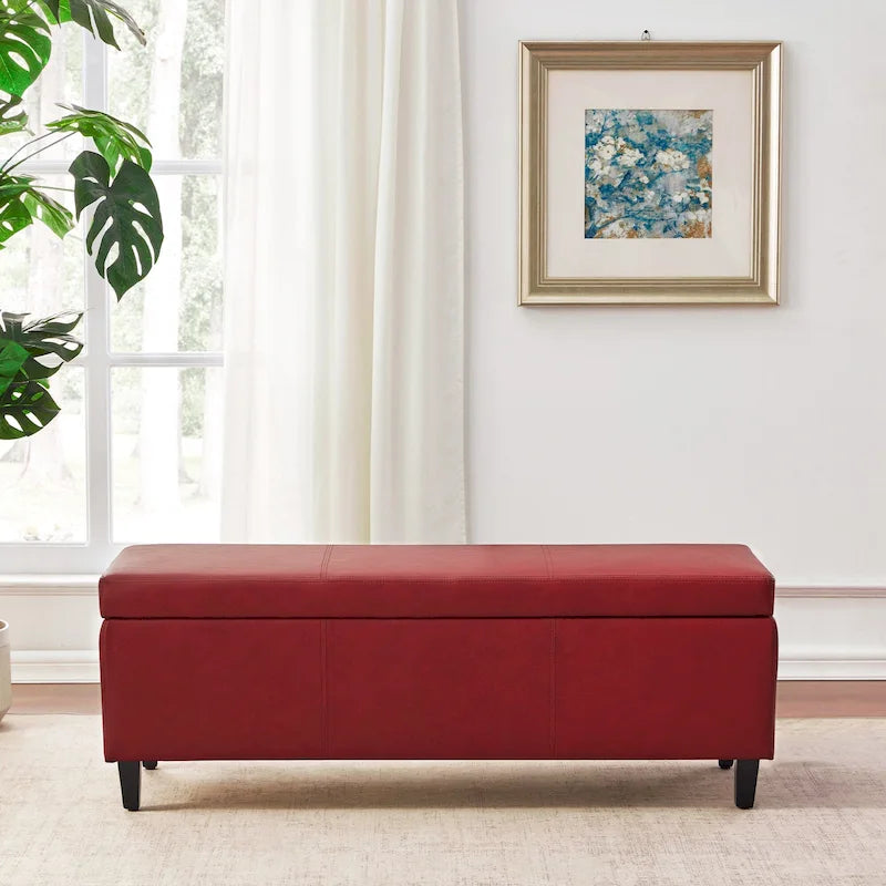 Banc de rangement rectangulaire rembourré – Similicuir