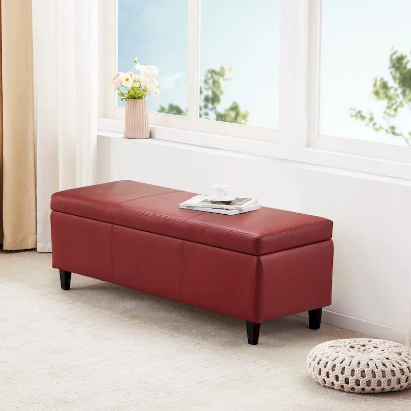 Banc de rangement rectangulaire rembourré – Similicuir