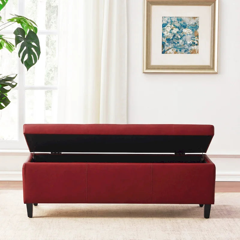Banc de rangement rectangulaire rembourré – Similicuir