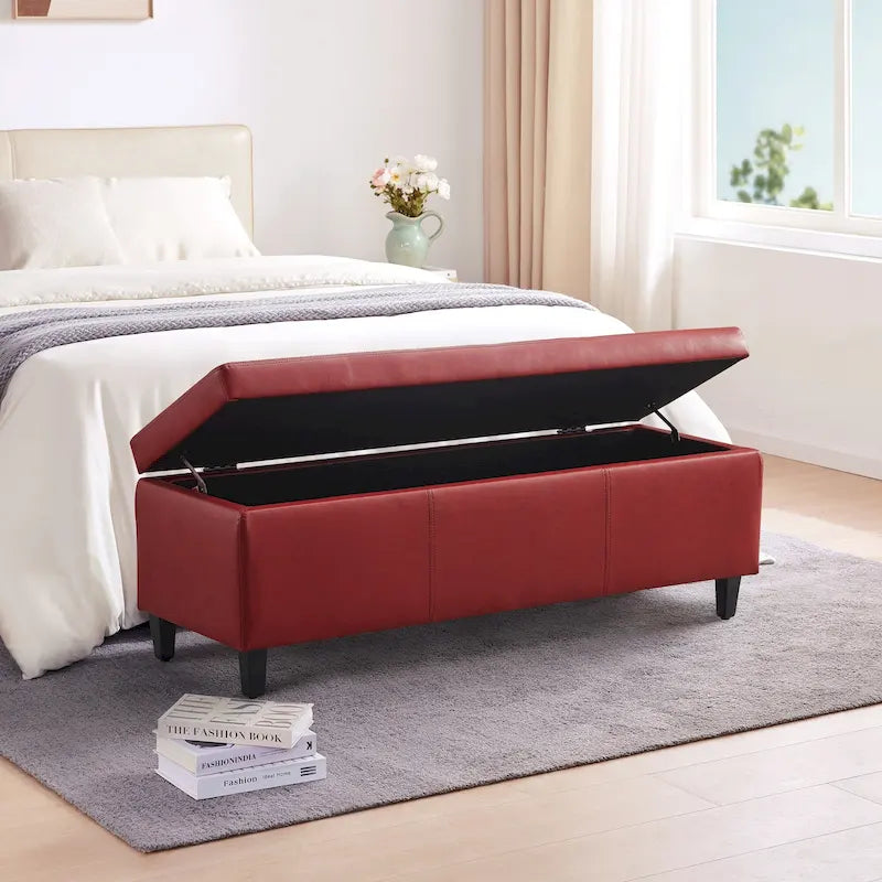 Banc de rangement rectangulaire rembourré – Similicuir