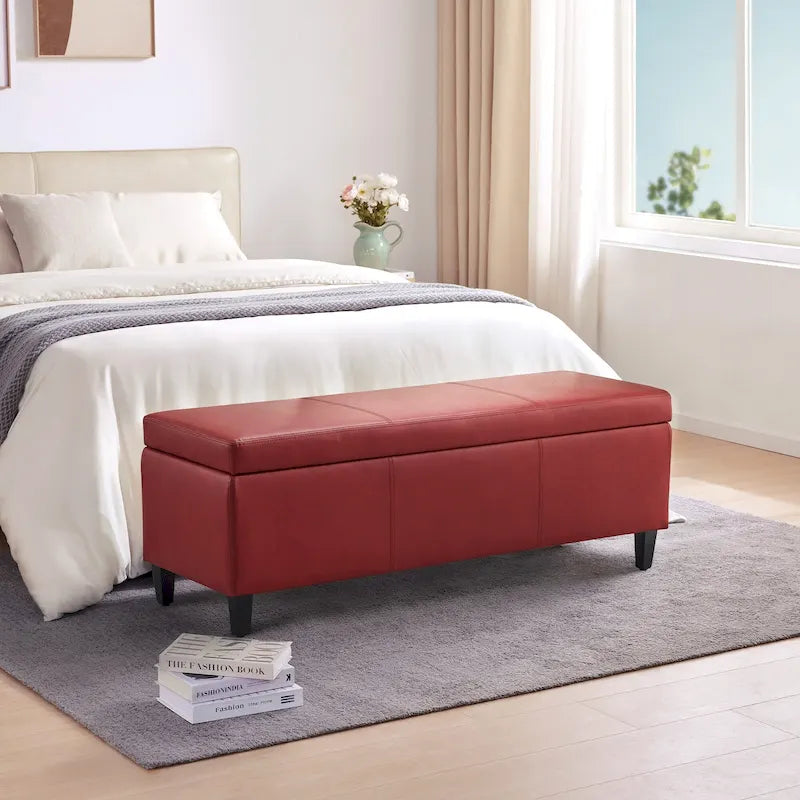 Banc de rangement rectangulaire rembourré – Similicuir